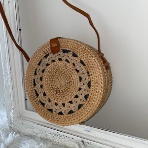 Round Rattan Crossbody Purse